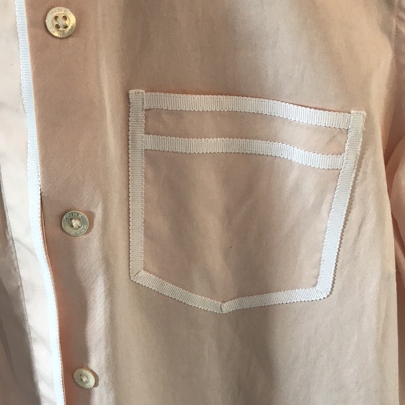 Pink Tartan blush pink button-down with white grosgrain trim - Picture 3 of 7